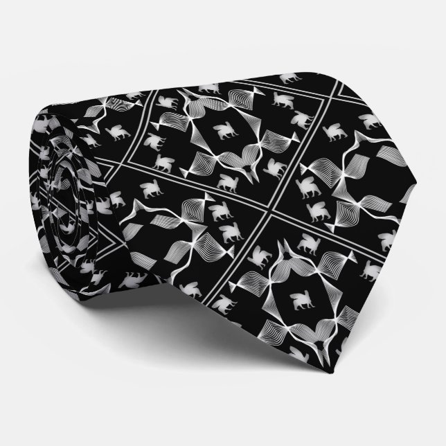 White Lamassu garden Neck Tie (Rolled)