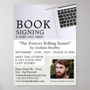 White Laptop, Writers Book Signing Advertising Poster