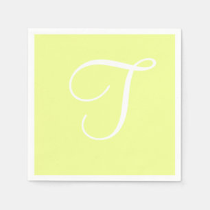 White Large Elegant Monogram   Pastel Lime Napkin