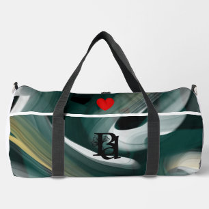 White Large Gym Duffel Bag Trend Abstract Green