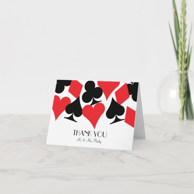 White Las Vegas Wedding Thank You Card (Front)