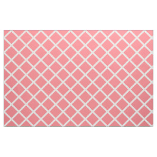 White Lattice on Coral Pink Fabric