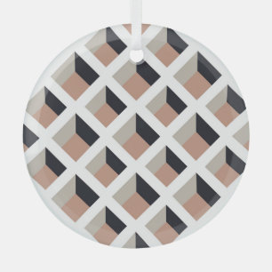 White lattice volume, brown background. glass tree decoration