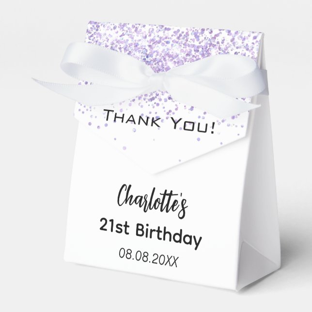 White lavender name thank you  favour box (Front Side)