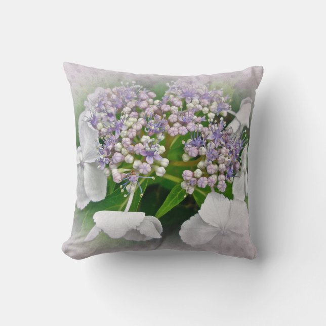 White Lavender Pink Hydrangea - Pillow (Front)