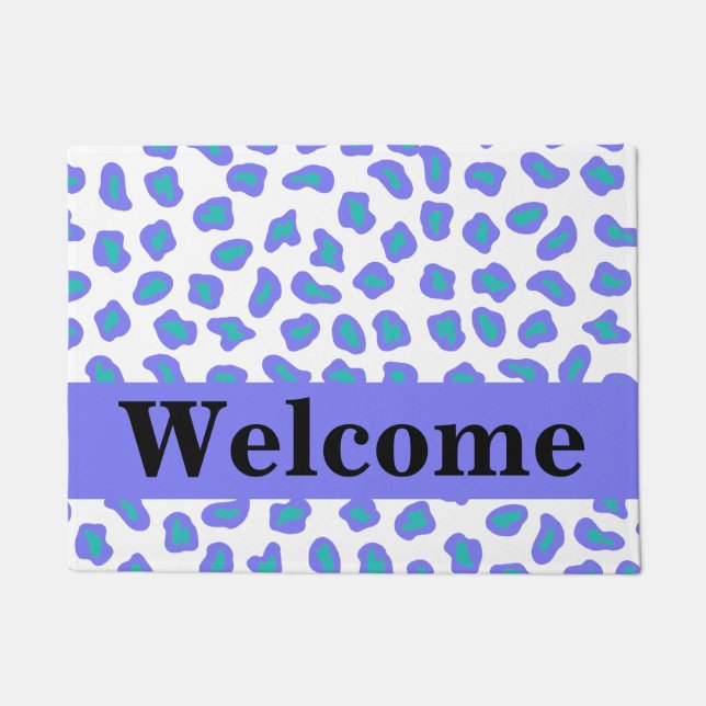 White Lavender Purple Leopard Skin Pattern Welcome Doormat (Front)