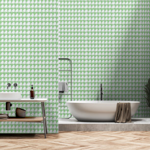 White Leaf clusters On Lt Green Repeat Wallpaper
