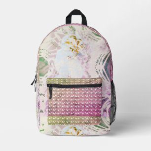 White Leaf Pink Version Var Printed Backpack