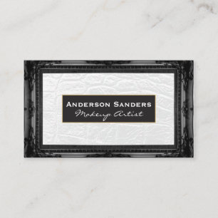 White Leather Antique Black Border Business Card