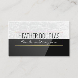 White Leather Black High Gloss Business Card