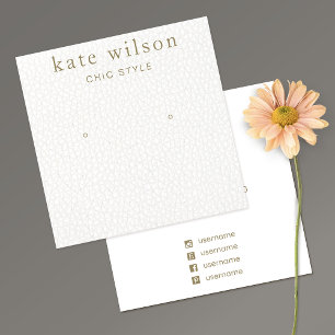 White Leather (image) Stud Earring Display Card