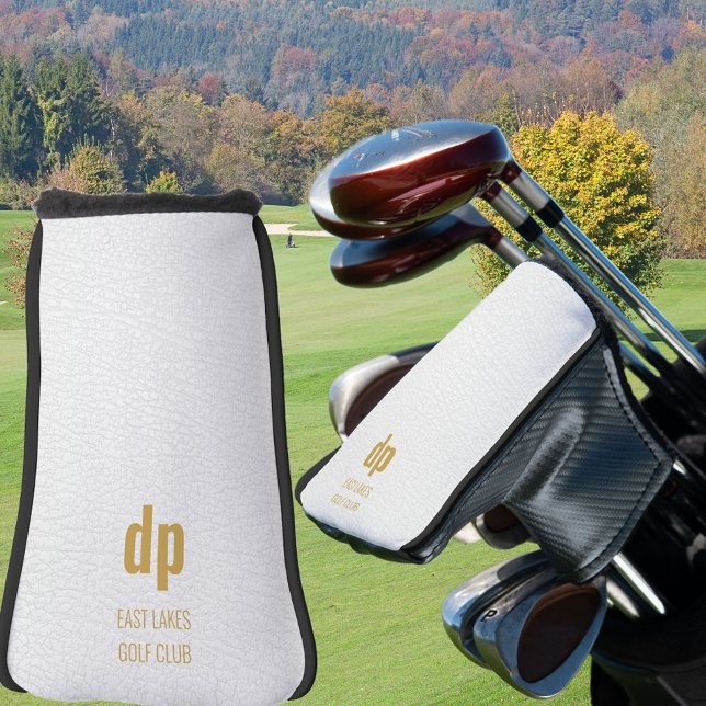 White Leather Look Monogram Custom Name Putter Golf Head Cover (Creator Uploaded)