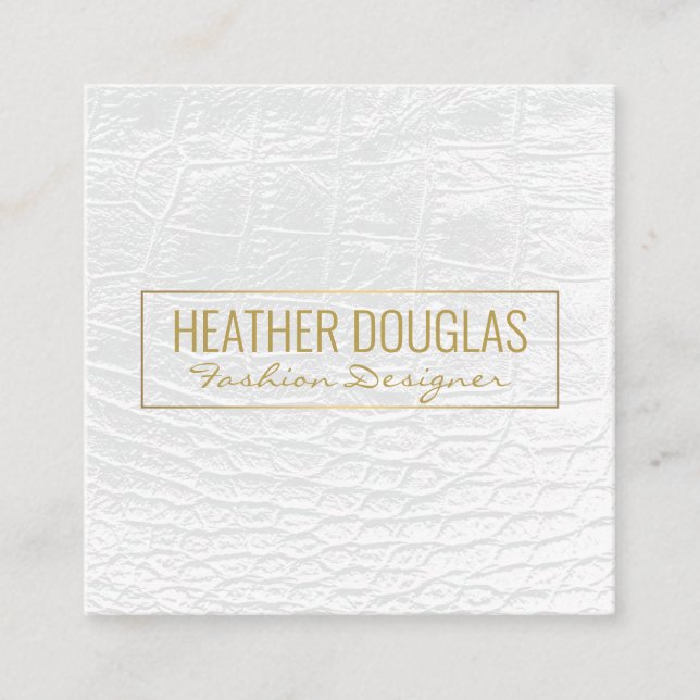 White Leather | Luxury Square Business Card (Front)