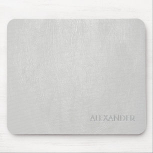 White Leather Pattern Texture- Custom Monogram/Tex Mouse Mat