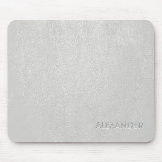 White Leather Pattern Texture- Custom Monogram/Tex Mouse Mat (Front)