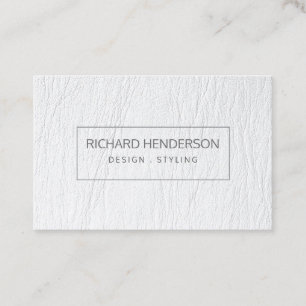 White Leather Simple Geometric  Minimal Modern Business Card