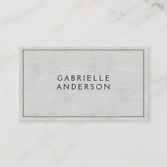 White Leather | Stitched Business Card (Front)