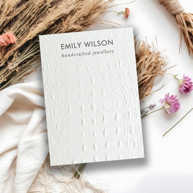 White Leather Texture Blank Jewellery Display Business Card (Creator Uploaded)