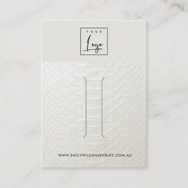 WHITE LEATHER TEXTURE HAIR CLIP DISPLAY CARD (Front)