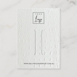 WHITE LEATHER TEXTURE HAIR CLIP DISPLAY CARD