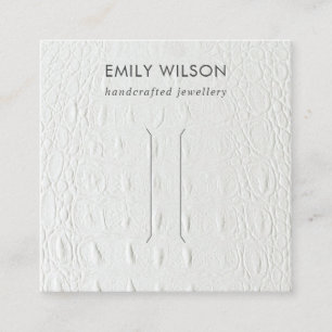WHITE LEATHER TEXTURE HAIR CLIP DISPLAY CARD