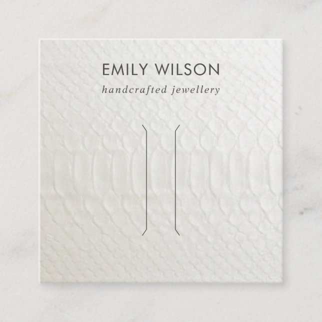 WHITE LEATHER TEXTURE HAIR CLIP DISPLAY CARD (Front)