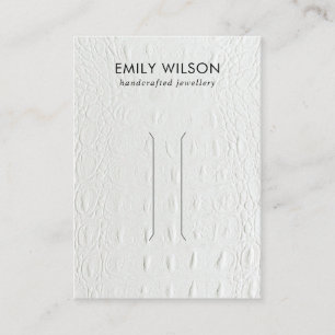 WHITE LEATHER TEXTURE HAIR CLIP DISPLAY CARD
