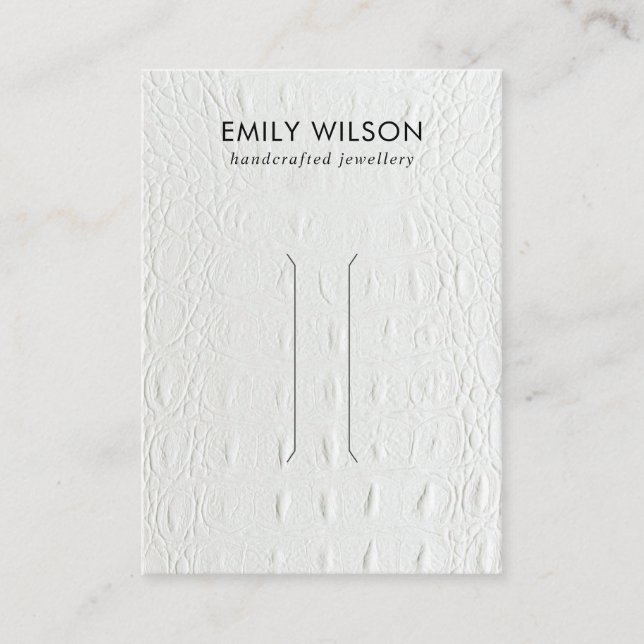 WHITE LEATHER TEXTURE HAIR CLIP DISPLAY CARD (Front)