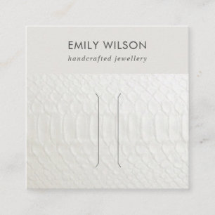 WHITE LEATHER TEXTURE HAIR CLIP DISPLAY CARD