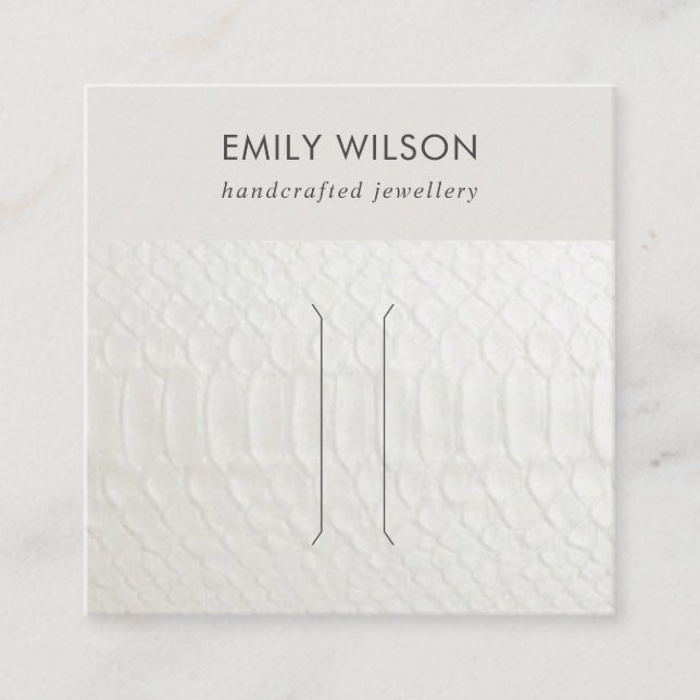 WHITE LEATHER TEXTURE HAIR CLIP DISPLAY CARD (Front)