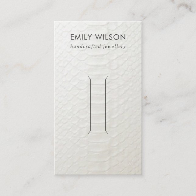 WHITE LEATHER TEXTURE HAIR CLIP DISPLAY CARD (Front)