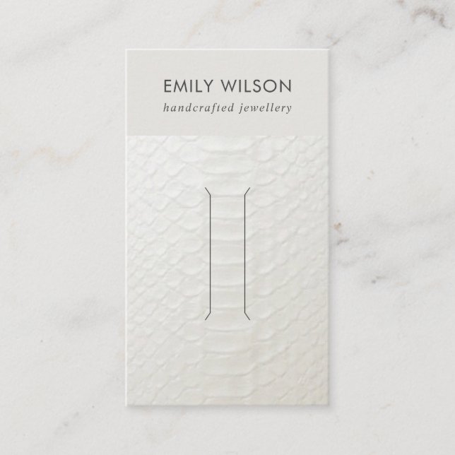 WHITE LEATHER TEXTURE HAIR CLIP DISPLAY CARD (Front)