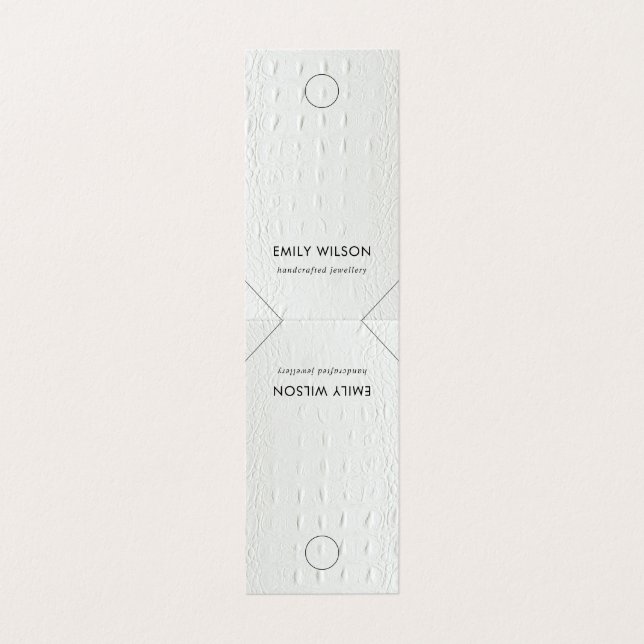 White Leather Texture Hanging Necklace Display Business Card (Outside Unfolded)