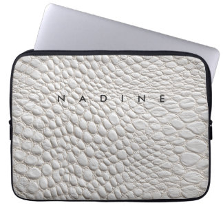 White leather  texture laptop sleeve