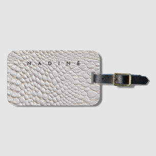 White leather texture luggage tag
