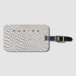 White leather  texture luggage tag