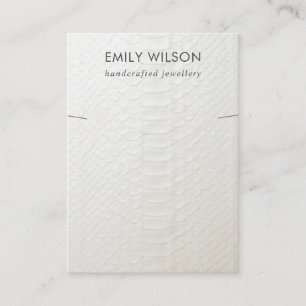 WHITE LEATHER TEXTURE NECKLACE BRACELET DISPLAY BUSINESS CARD