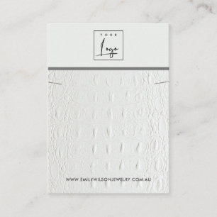WHITE LEATHER TEXTURE NECKLACE BRACELET DISPLAY BUSINESS CARD