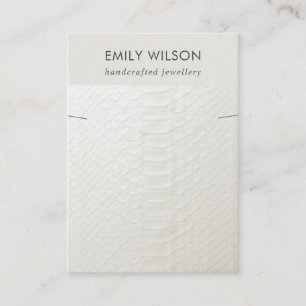 WHITE LEATHER TEXTURE NECKLACE BRACELET DISPLAY BUSINESS CARD