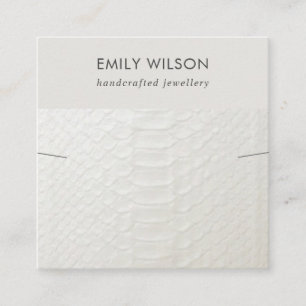 WHITE LEATHER TEXTURE NECKLACE BRACELET DISPLAY SQUARE BUSINESS CARD