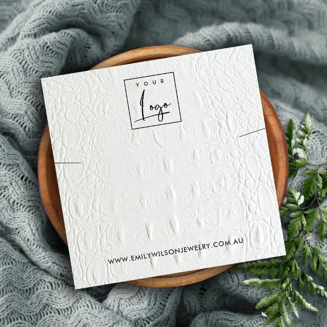 WHITE LEATHER TEXTURE NECKLACE BRACELET DISPLAY SQUARE BUSINESS CARD (Creator Uploaded)