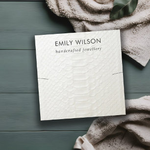 WHITE LEATHER TEXTURE NECKLACE BRACELET DISPLAY SQUARE BUSINESS CARD