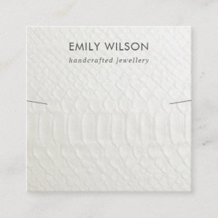 WHITE LEATHER TEXTURE NECKLACE BRACELET DISPLAY SQUARE BUSINESS CARD