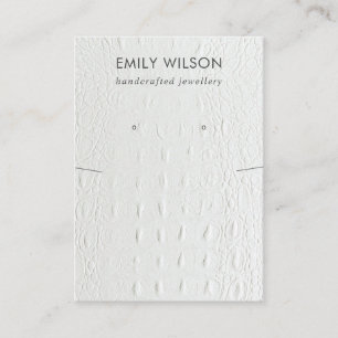 WHITE LEATHER TEXTURE NECKLACE EARRING DISPLAY BUSINESS CARD