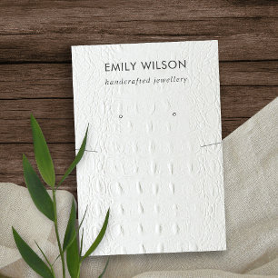 WHITE LEATHER TEXTURE NECKLACE EARRING DISPLAY BUSINESS CARD