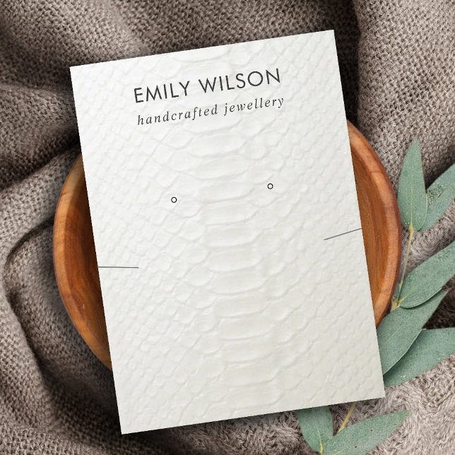 WHITE LEATHER TEXTURE NECKLACE EARRING DISPLAY BUSINESS CARD (Creator Uploaded)