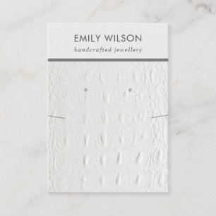 WHITE LEATHER TEXTURE NECKLACE EARRING DISPLAY BUSINESS CARD