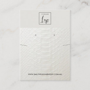 WHITE LEATHER TEXTURE NECKLACE EARRING DISPLAY BUSINESS CARD