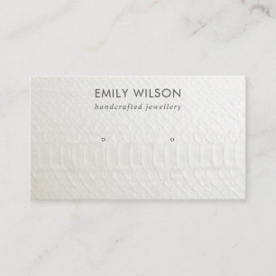 WHITE LEATHER TEXTURE STUD EARRING DISPLAY CARD