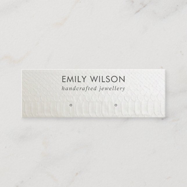 WHITE LEATHER TEXTURE STUD EARRING DISPLAY CARD (Front)